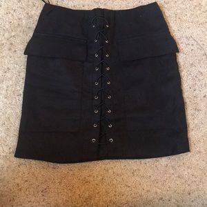 Black lace up skirt